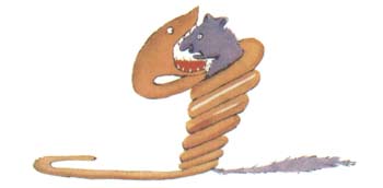 一条蟒蛇正在吞食一只大野兽